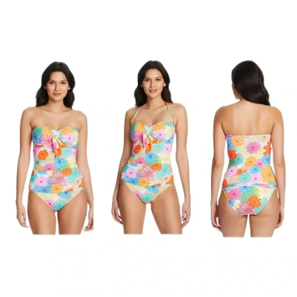 Bleu Rod Beattie Fresh Picks Knot Front Bandeau Tankini Top and Bikini Bottom - Picture 1 of 11